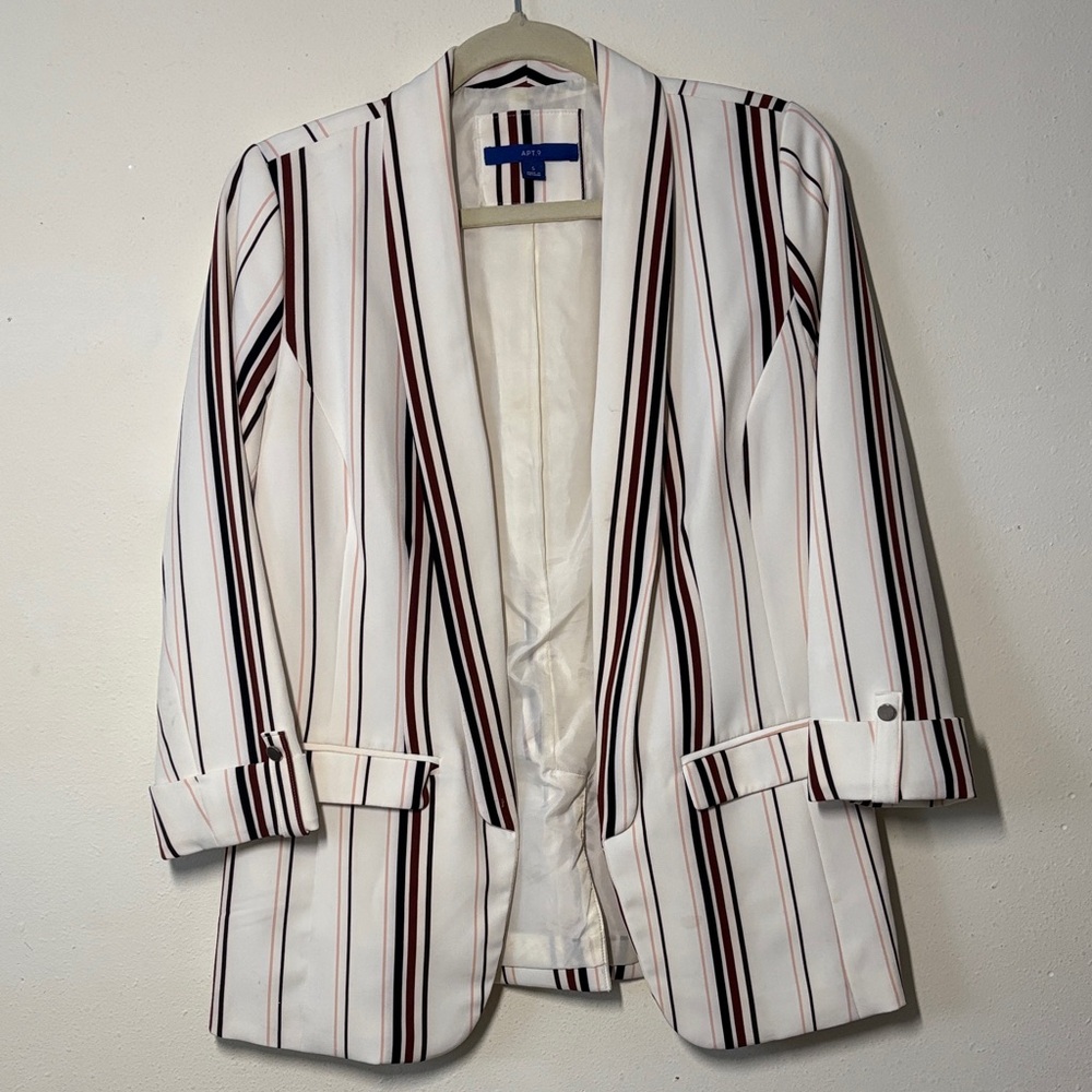 Apt. 9 White Striped Blazer